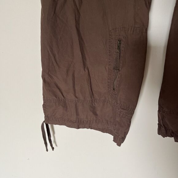 Vtg Y2k Old Navy Brown Low Rise Authentic Cargo Cropped Womens Sz 20 Drawstring - Picture 3 of 9